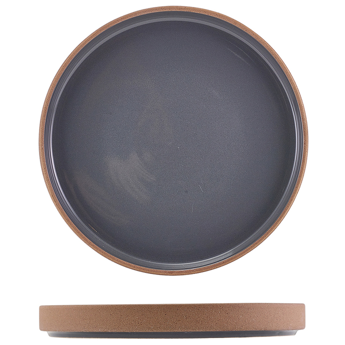 Тарелка презентационная 20*2.5 см с низким вертикальным бортом, Kava Dark Grey Stoneware Raw Wall, GenWare
