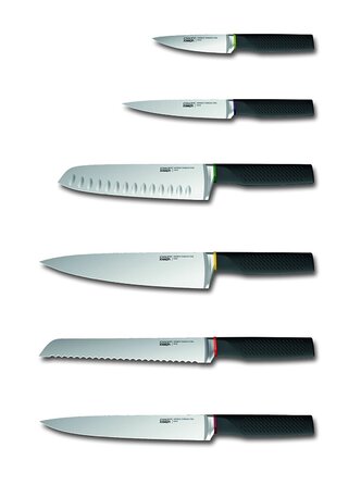 Набір ножів в підставці з захистом від дітей 6 предметів темно-сірий LockBlock Joseph Joseph