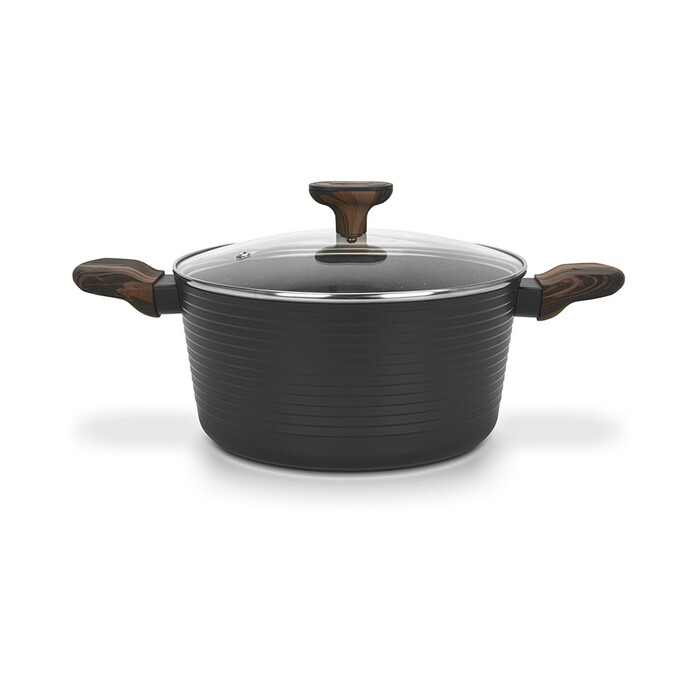 Кастрюля Fissman 24x12 см/4,6 л CUISINE со стеклянной крышкой алюминий с антипригарным покрытием (14593)
