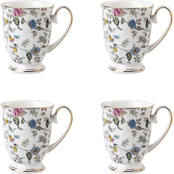 Набір із 4 кавових чашок з квітковим візерунком 300 мл MIATTCLD