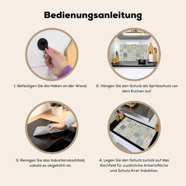 Фартух для плити, кухонний фартух, вініл, 78x52 см, декор для кухні, облицювання стіни, кришка плити - сіро-чорна (зразок - плитка, 51,5Д x 83Ш см)