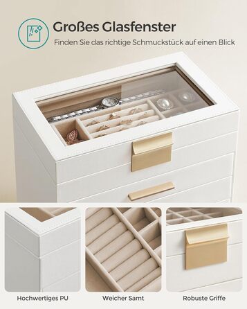 Органайзер для ювелірних виробів 6-рівневий, хмарно-білий SONGMICS