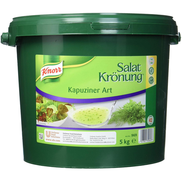 Заправка для салату Knorr Art (Легко готується, універсальна заправка для салату) 1 упаковка (1 x 1 кг) (Капуцин, 5 кг (1 упаковка))