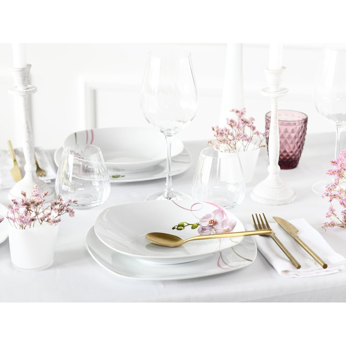 Набір тарілок на 6 персон, 12 предметів, Square Orchidee Creatable