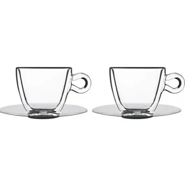 Набор для капучино 2 чашки 0,165 л с блюдцами, 4 предмета, Thermic Glass Luigi Bormioli