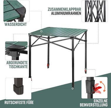 Алюминиевый раскладной стол 70 х 70 х 78 см VILLEY