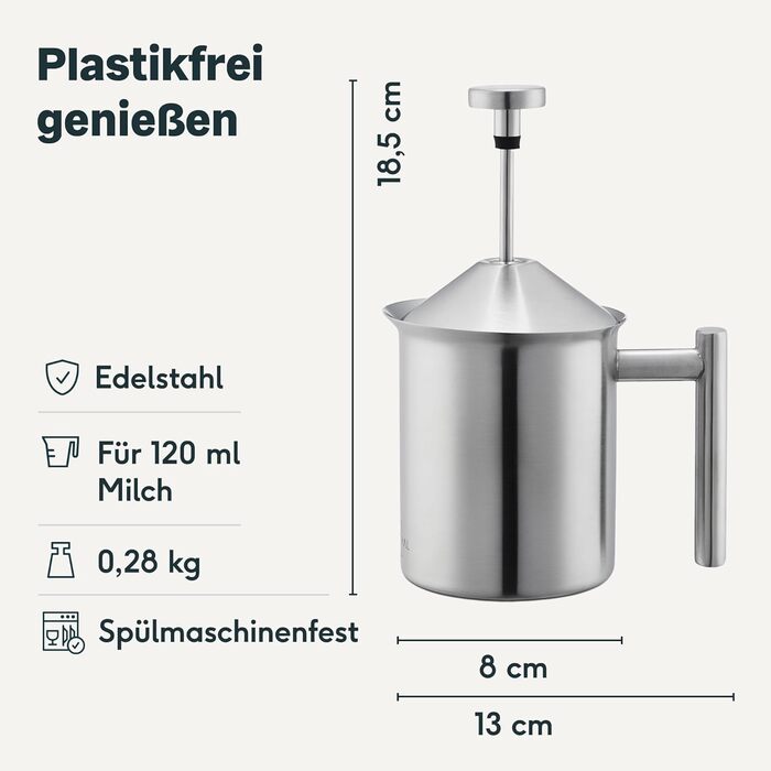 Пенообразователь для молока из нержавеющей стали 400 мл Silberthal