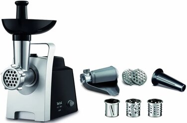 Tefal М'ясорубка HV1 7in1, 1400Вт, 1.7кг/хв, 2 решітки, насадка для ковбас, томатів, 3 терки, пластик, чорний