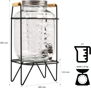 Диспенсер для напоїв з краном 4 л SUPERBUTELKI.PL