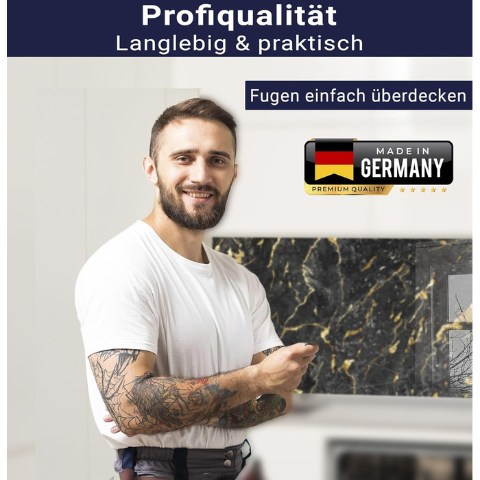 Фартух для плити timalo, настінна раковина, кухонний фартух, скляний вигляд Акрилове скло 2 мм Скляний фартух, акрилові скляні кухонні панелі, захисна панель для фартуха Мармурове біле золото (60x52 см, 67- Мармурове чорне золото)