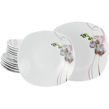 Набір тарілок на 6 персон, 12 предметів, Square Orchidee Creatable