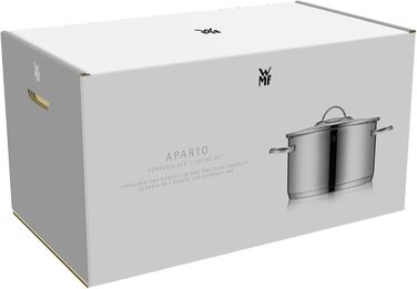 Набір індукційних каструль WMF Aparto Advantage, 6 предметів, набір каструль зі скляною кришкою, полірована нержавіюча сталь Cromargan, набір індукційних каструль без покриття, можна мити в посудомийній машині (набір каструль, 6 предметів)