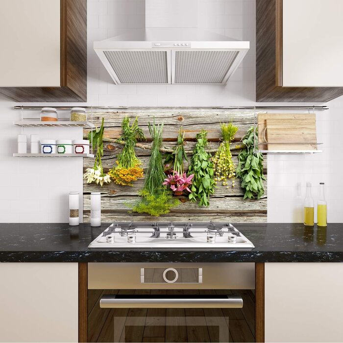 Стеклянный фартук кухонный с травами и цветами 60 х 60 см GRAZDesign