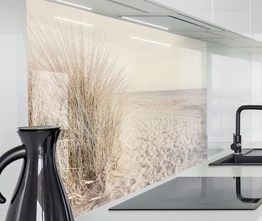 Фартух для плити timalo, настінна раковина, кухонний фартух, скляний вигляд Акрилове скло 2 мм Скляний фартух, акрилові скляні кухонні панелі, захисна панель для фартуха Мармурове біле золото (60x52 см, 106- Reed Beach)