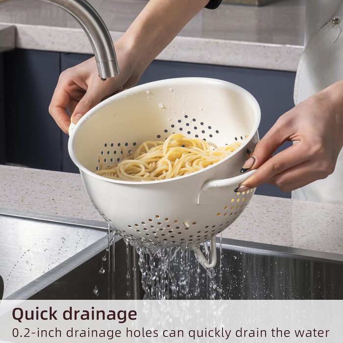 Металеве сито для пасти з подвійними ручками 21 см кремовий beifeier