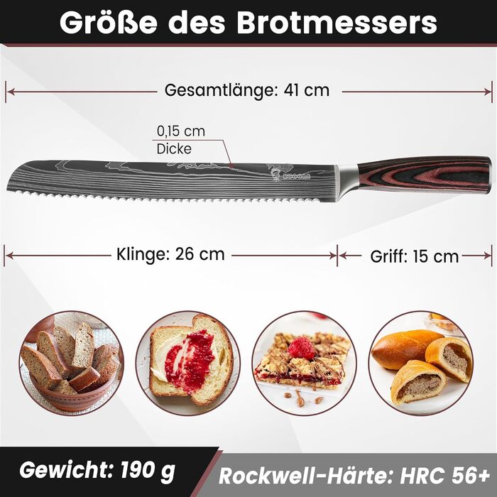 Нож для хлеба с волнистой заточкой 26 см KUOGAS