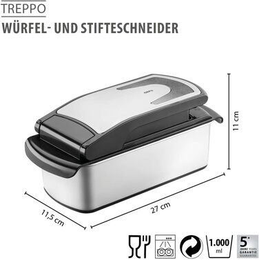 Овочерізка з 3 насадками, сріблястий колір, Treppo 2.0 Gefu
