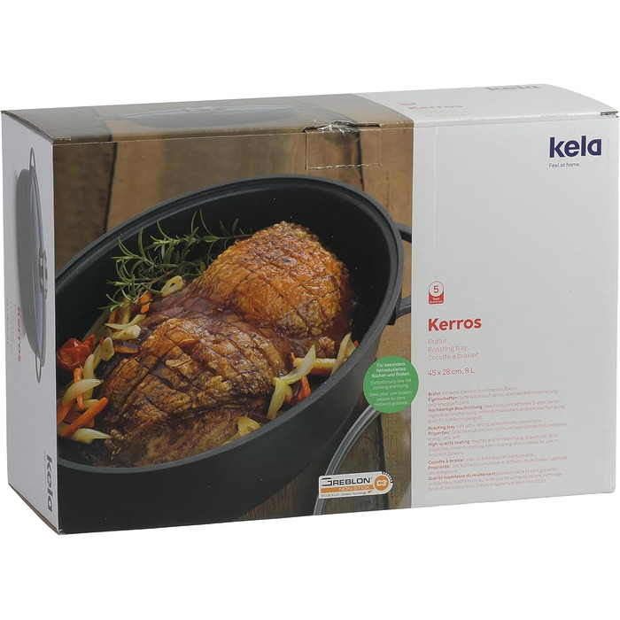 Жаровня 8 л овальная со стеклянной крышкой KERROS Kela