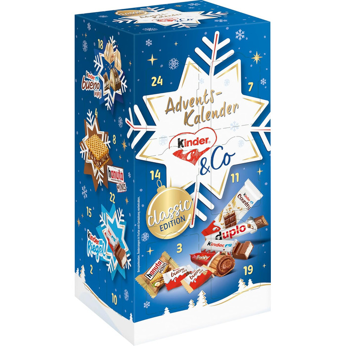 Рождественский адвент-календарь с 24 шоколадными деликатесами, 295 г Kinder & Ferrero