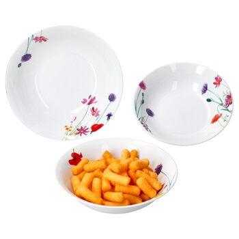 Набір із 3 мисок MamboCat Marie I 650 мл, 1 л та 1,3 л I висока порцелянова миска з декором із квіткової галявини для картоплі, пельменів, овочів, десерту, супу тощо.