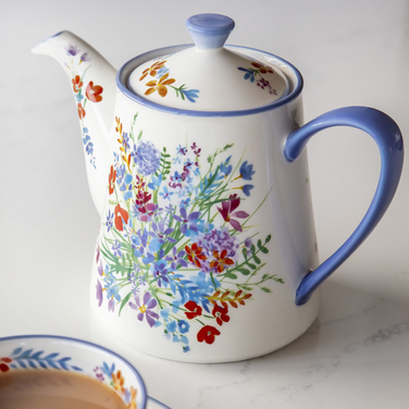 Чайник заварочный London Pottery VISCRI MEADOW, керамика, слоновая кость/васильковый синий, 900 мл