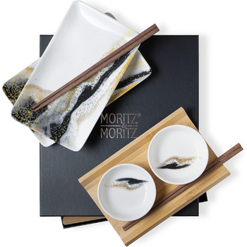 Набор посуды для суши на 2 персоны, 10 предметов, Black/Gold Gourmet Moritz & Moritz