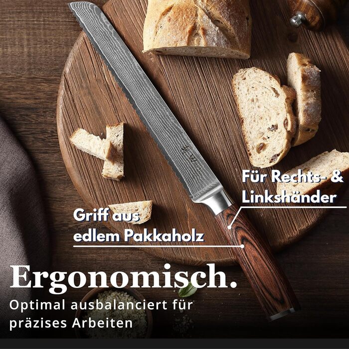 Хлебный нож из дамасской стали Wakoli