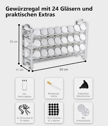 Підставка для спецій трирівнева з 24 баночками, хромована Deco haus