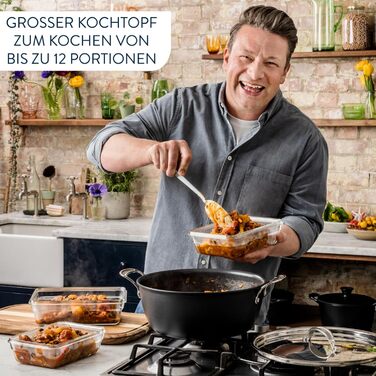 Кастрюля 7,4 л с антипригарным покрытием с крышкой 30 см Jamie Oliver Tefal