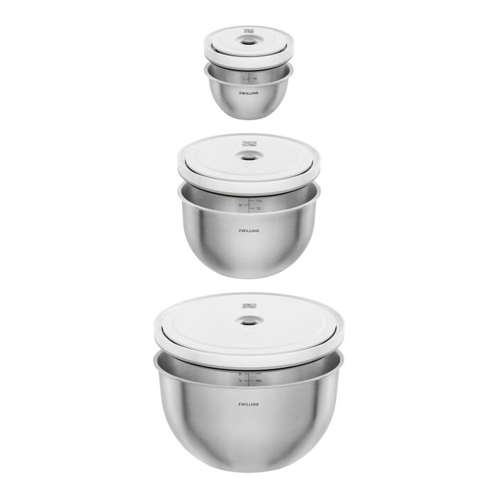 Набор мисок с вакуумными крышками, 6 предметов, нержавеющая сталь Fresh & Save Zwilling
