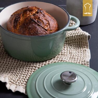 Чавунна жаровня 3,5 л з кришкою 24 см, зелена Chefarone