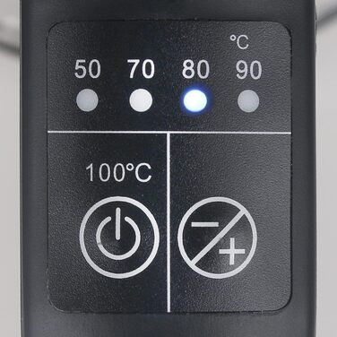 Скляний чайник Emerio WK-122248 ПЕРЕМОЖЕЦЬ ТЕСТІВ з повністю автоматичним чайним ситечком 1.3 класу, боросилікатне скло, без BPA, об&39єм 1.7 л, вибір температури, 2200 Вт, чорний/срібний (ручний)