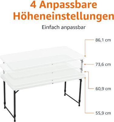 Складной стол 121,4 x 60,7 x 86,1 см белый Amazon Basics
