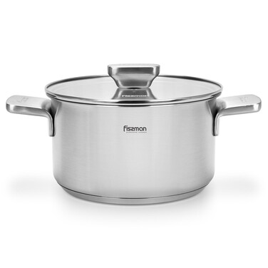 Каструля Fissman PREMIUM ONE 20x11 см / 3,1 л зі скляною кришкою нержавіюча сталь (15091)