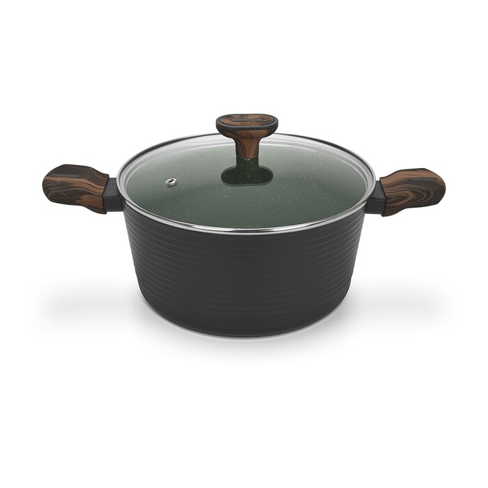 Кастрюля Fissman 24x12 см/4,6 л CUISINE со стеклянной крышкой алюминий с антипригарным покрытием (14593)