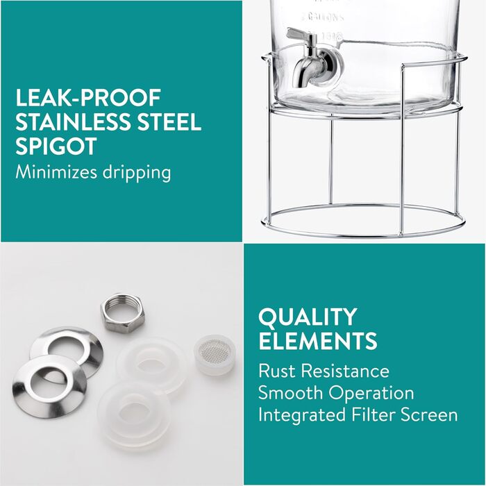 Диспенсер для напитков с металлической подставкой 8 л Navaris