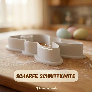 Набір із 3 формочок для пасхального печива, смугастий візерунок пасхальних яєць, кролик, 2-в-1 зі штампом, 5 x 4 см, можна мити в посудомийній машині, екологічно чистий, стійкий до іржі (великодній зайчик (10 x 5 x см))