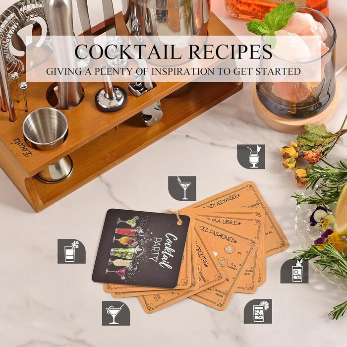 Набір для коктейлів з бамбуковою підставкою 17 предметів Eocolz