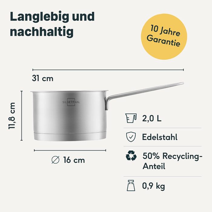 Сотейник 16 см, нержавіюча сталь Silberthal