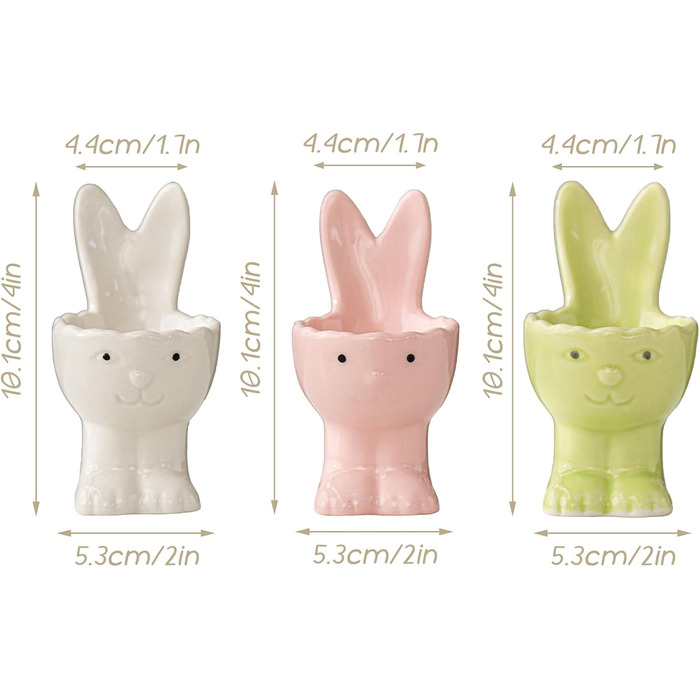 Набір з 2 порцелянових підносів для яєць на Великдень, керамічні підноси для яєць у формі кролика, веселі, креативні тарілки для яєць у формі великоднього кролика, підставки для яєць, можна мити в посудомийній машині, підставка для варених яєць, подарунки