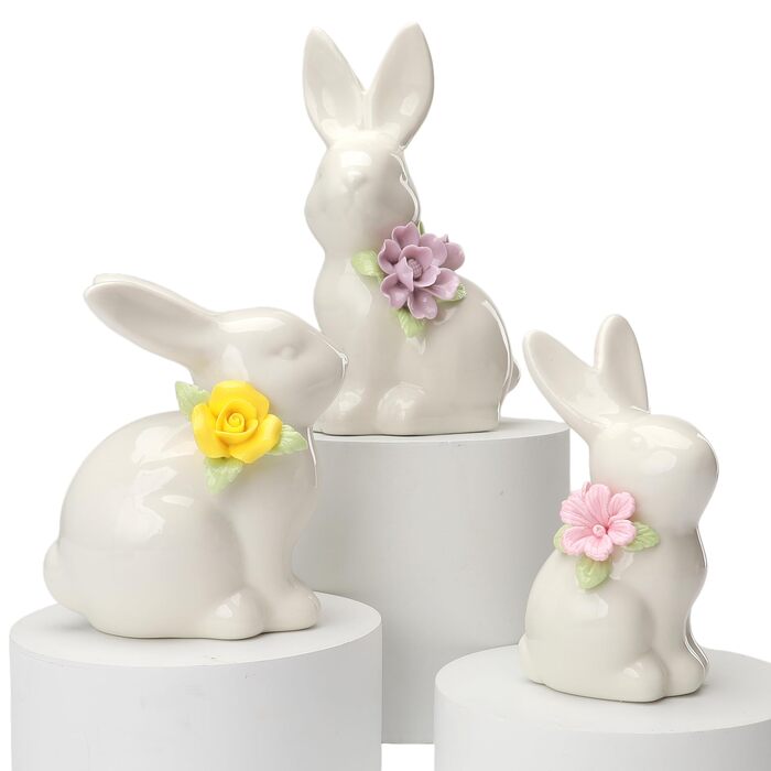 Набір керамічних фігурок пасхального зайчика 3 шт WWT
