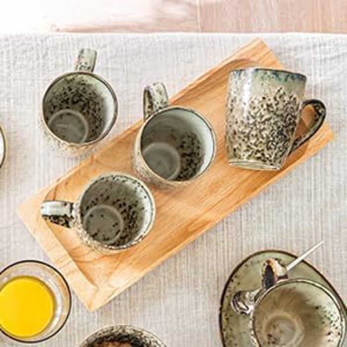 Співачка Обідній сервіз Pompei з кераміки, набір посуду з 12 предметів для 4 осіб, набір тарілок вінтажного дизайну. (Кружка кави 4 шт.)