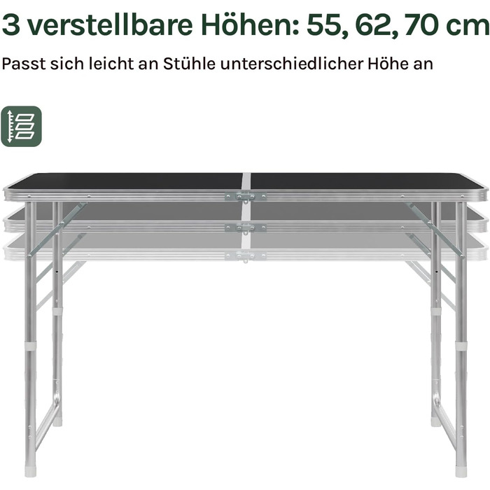 Кемпинговый стол 120x60 см черный WOLTU