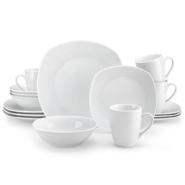 Серія Elisa, 12-предметний кремовий порцеляновий кавовий набір, кавові чашки та блюдця на 6 осіб для кави, чаю, десертів (білий, набір столового посуду (16 предметів))