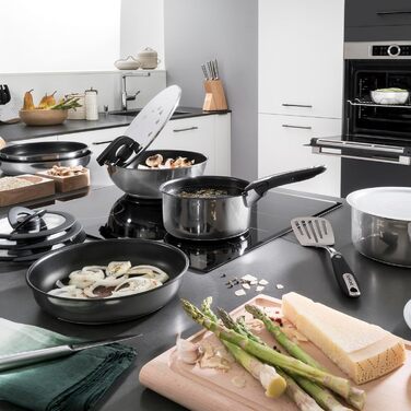 Набір посуду для індукційного приготування Tefal Ingenio Preference On, 15 предметів, зі знімною ручкою, що штабелюється, економить місце, з антипригарним покриттям, простий у використанні та чищенні, L97495 Набір посуду для каструль та сковорідок (Набір 