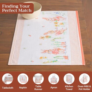 Бавовняні килимки, набір з 4 шт. , декоративні килимки, пасхальні килимки, що миються, для свят, вечерь, весни, літа (33 см x 48 см) (011 - Вечірка з зайчиком), 39Hermine, 100