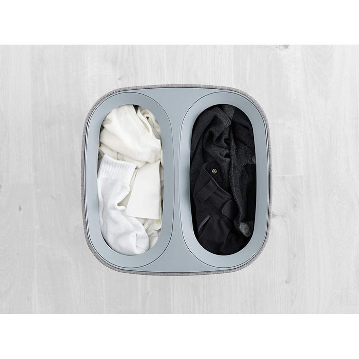 Пылесборник для белья 90 л с крышкой, отдельные отделения со семными хлопчатобумажными мешочками с ручками для удобной переноски и разделения одежды - угольно-черный (двойной, серый, 60 л)