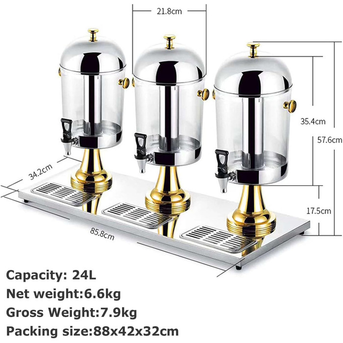 Диспенсер для напоїв професійний 24 л срібний Generisch