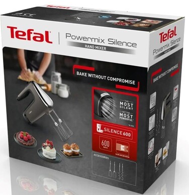 Tefal Міксер ручний Powermix Silence 600Вт, насадки-4, турборежим, сіро-чорний