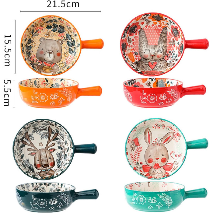 Керамічна супова миска з ручками 650 мл XNSHUN